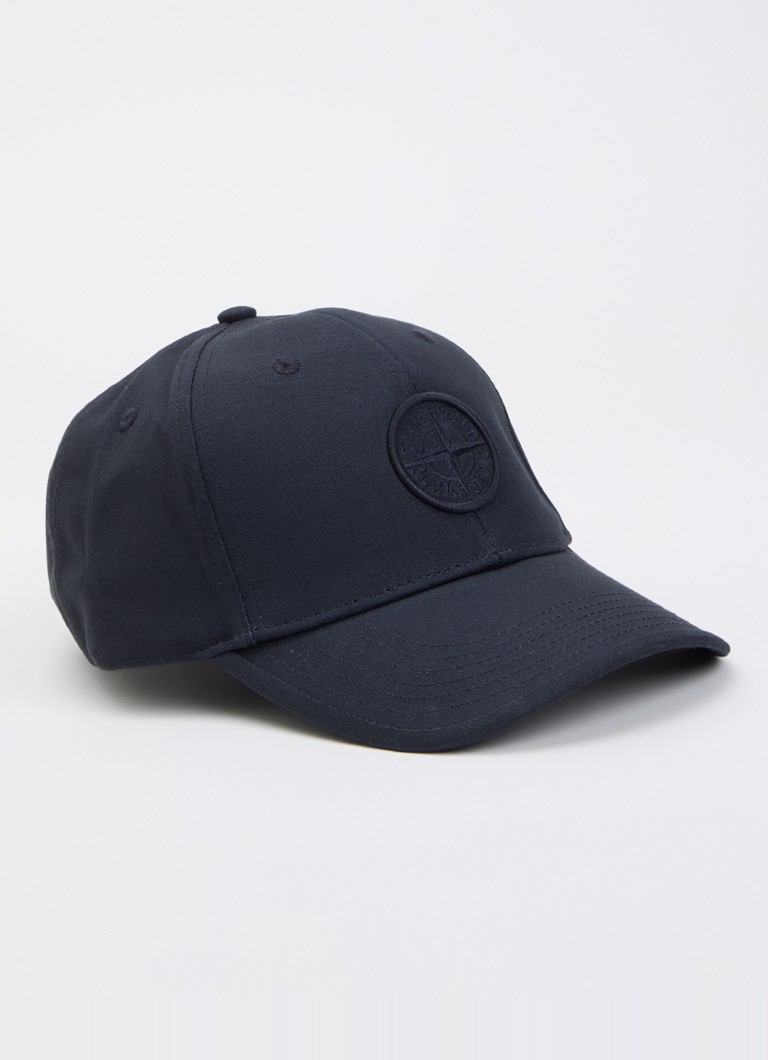 Stone Island Jongens 00001 pet met logoborduring in de kleur Donkerblauw, maat: 2 = 128