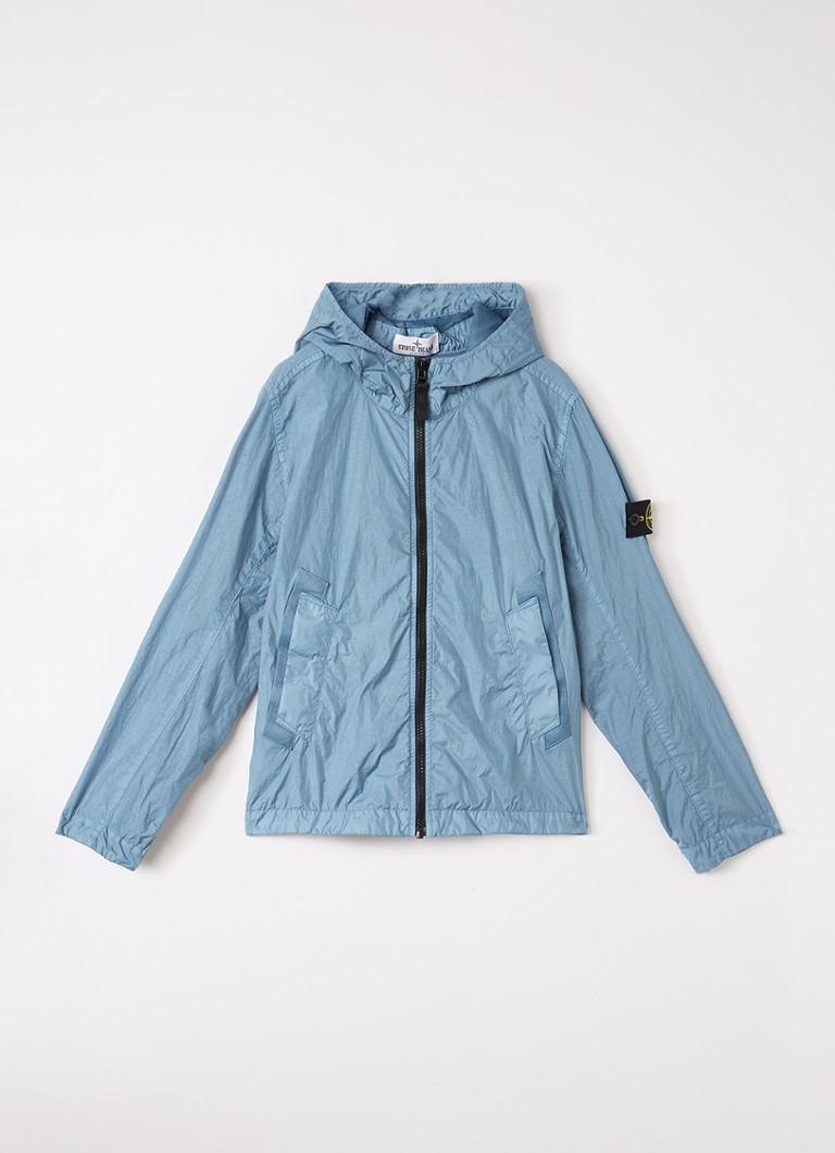 Stone Island Jongens S0A23 jack met logo in de kleur Staalblauw, maat: 14J = 164