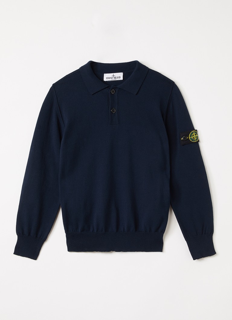 Stone Island Jongens 51000 polo met logoborduring in de kleur Donkerblauw, maat: 14J = 164