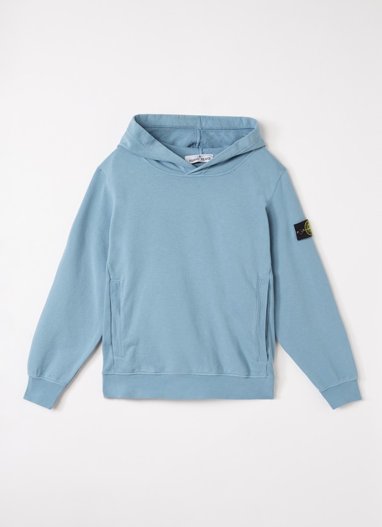 Stone Island Jongens S0040 hoodie met logo in de kleur Staalblauw, maat: 14J = 164