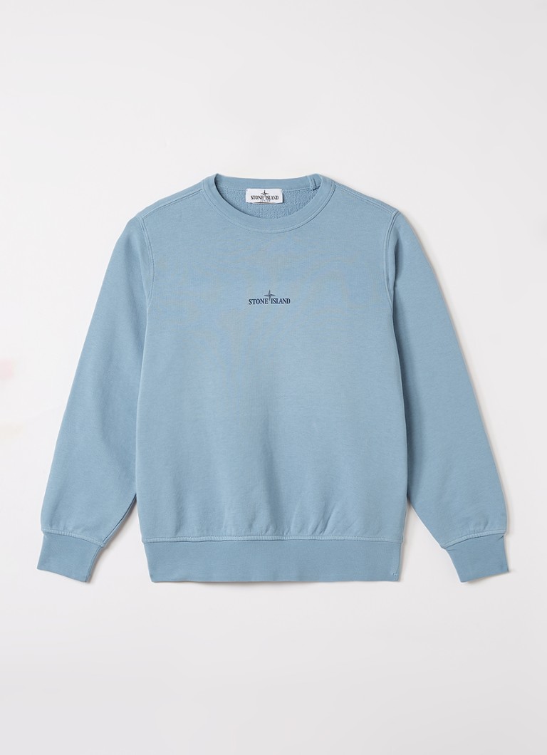 Stone Island Jongens 00018 sweater met logo- en backprint in de kleur Blauw, maat: 8J = 128