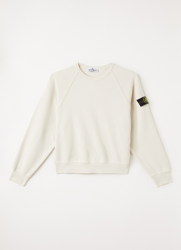 Stone Island Jongens S0040 sweater met logo in de kleur Creme, maat: 14J = 164