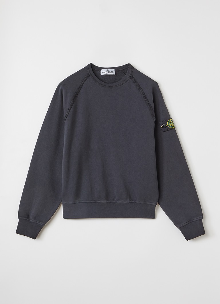 Stone Island Jongens S0040 sweater met logo in de kleur Zwart, maat: 10J = 140