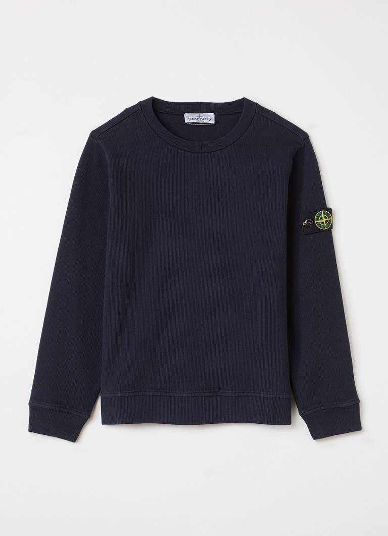 Stone Island Jongens 61000 sweater met ribstructuur in de kleur Donkerblauw, maat: 4J = 104