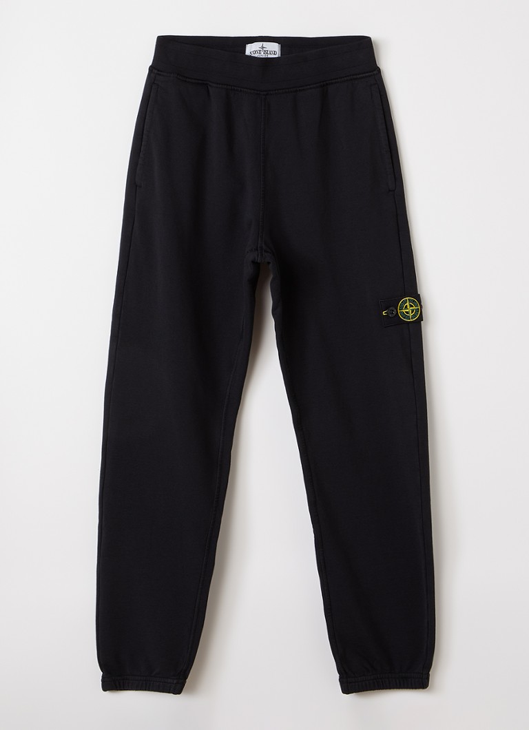 Stone Island Jongens Straight fit joggingbroek met logoborduring in de kleur Zwart, maat: 8J = 128