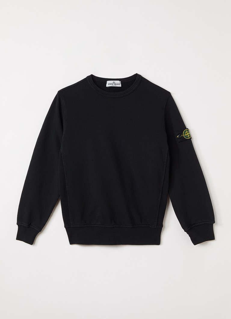 Stone Island Jongens S0040 sweater met logo in de kleur Zwart, maat: 10J = 140