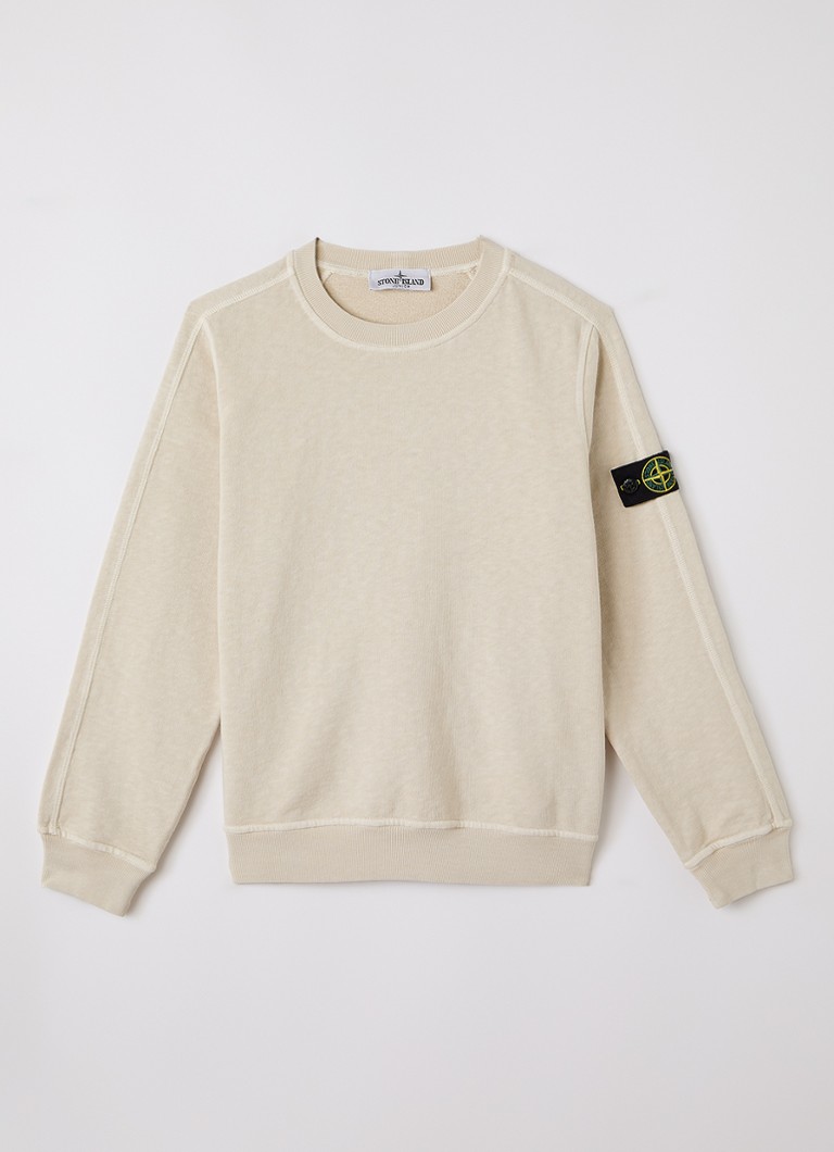 Stone Island Jongens 00012 sweater met logo in de kleur Beige, maat: 8J = 128
