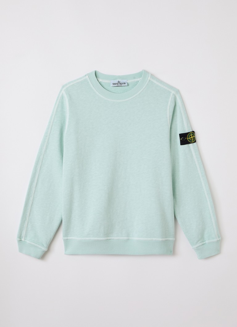 Stone Island Jongens 00012 sweater met logo in de kleur Lichtblauw, maat: 8J = 128