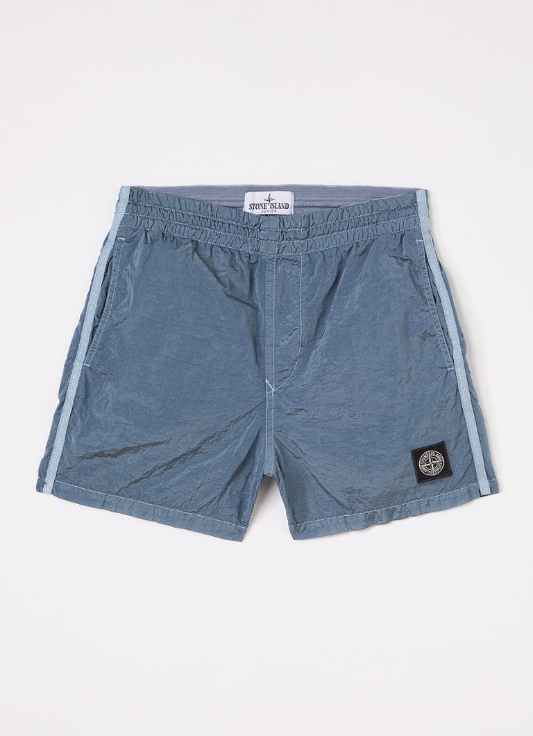 Stone Island Jongens 00002 zwemshorts met logo in de kleur Staalblauw, maat: 12J = 152