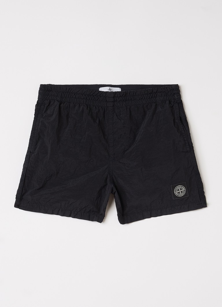 Stone Island Jongens 00002 zwemshorts met logo in de kleur Donkerblauw, maat: 14J = 164