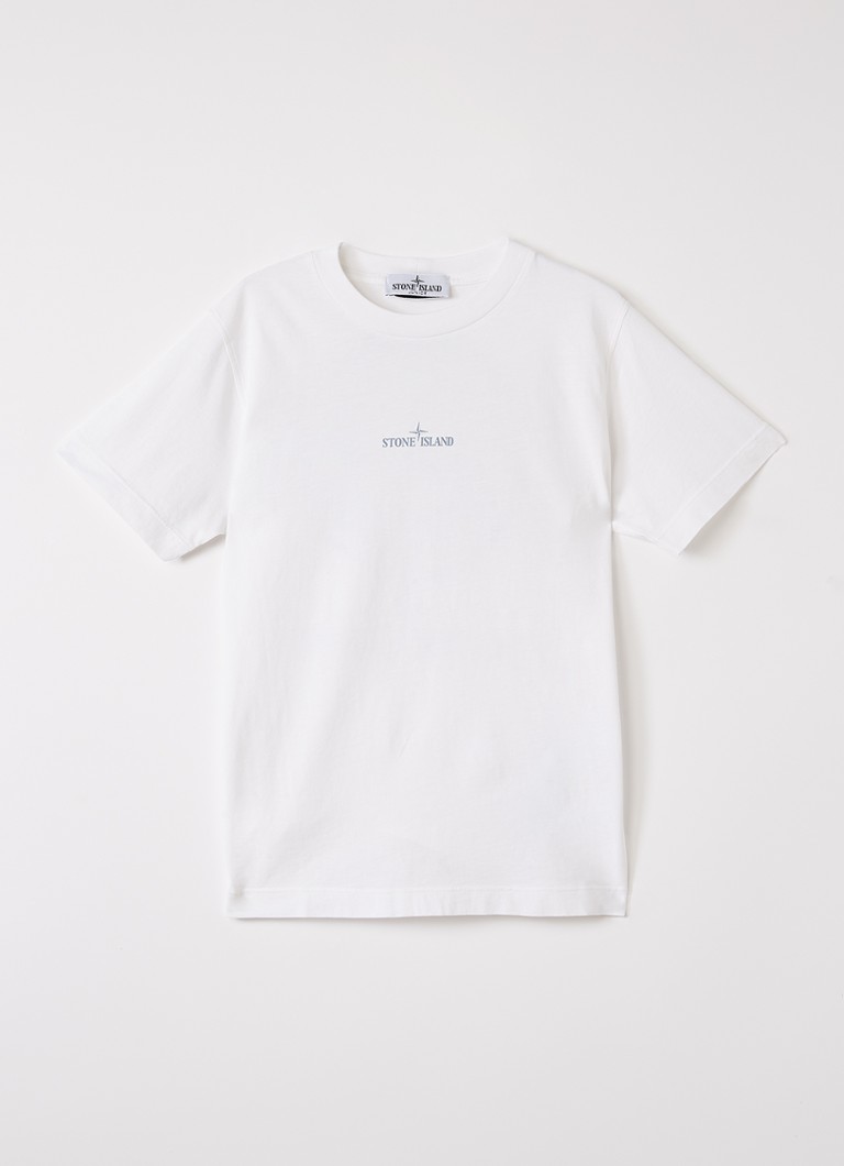 Stone Island Jongens S0377 T-shirt met logo- en backprint in de kleur Wit, maat: 10J = 140