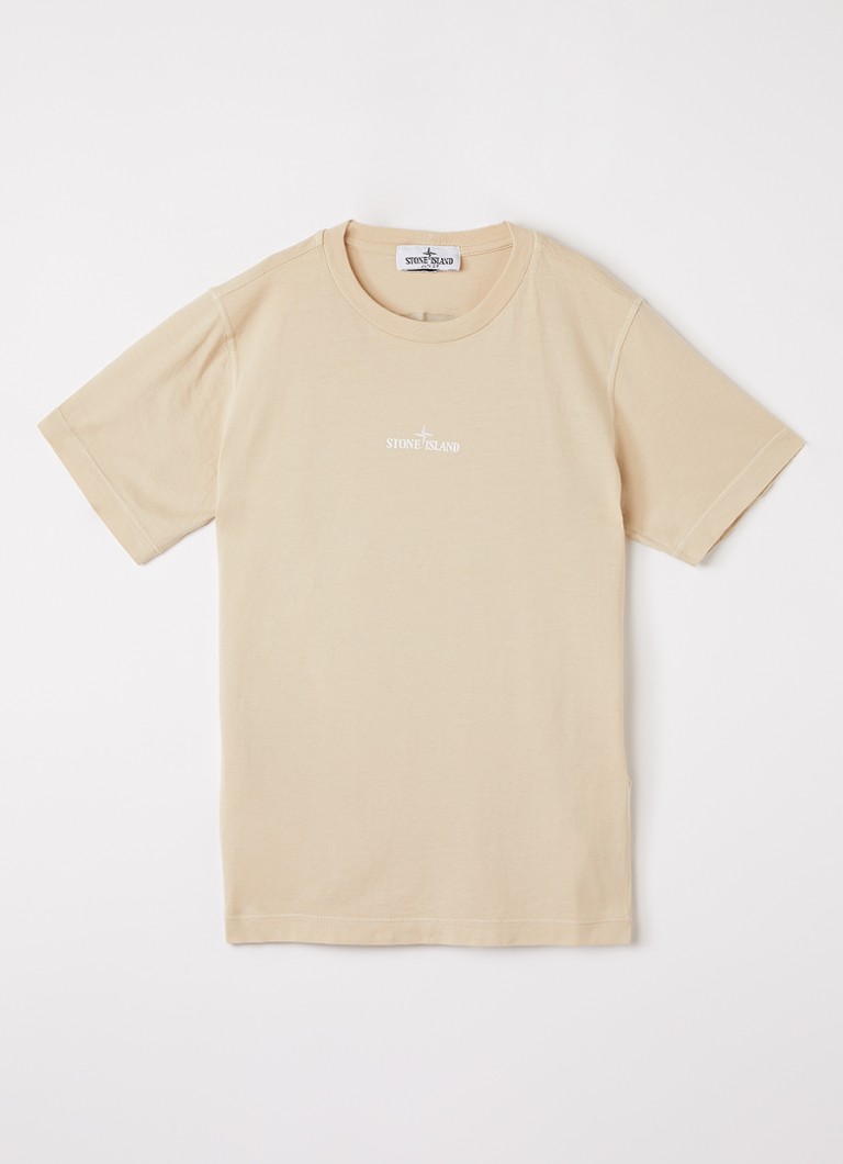 Stone Island Jongens S0377 T-shirt met logo- en backprint in de kleur Beige, maat: 8J = 128