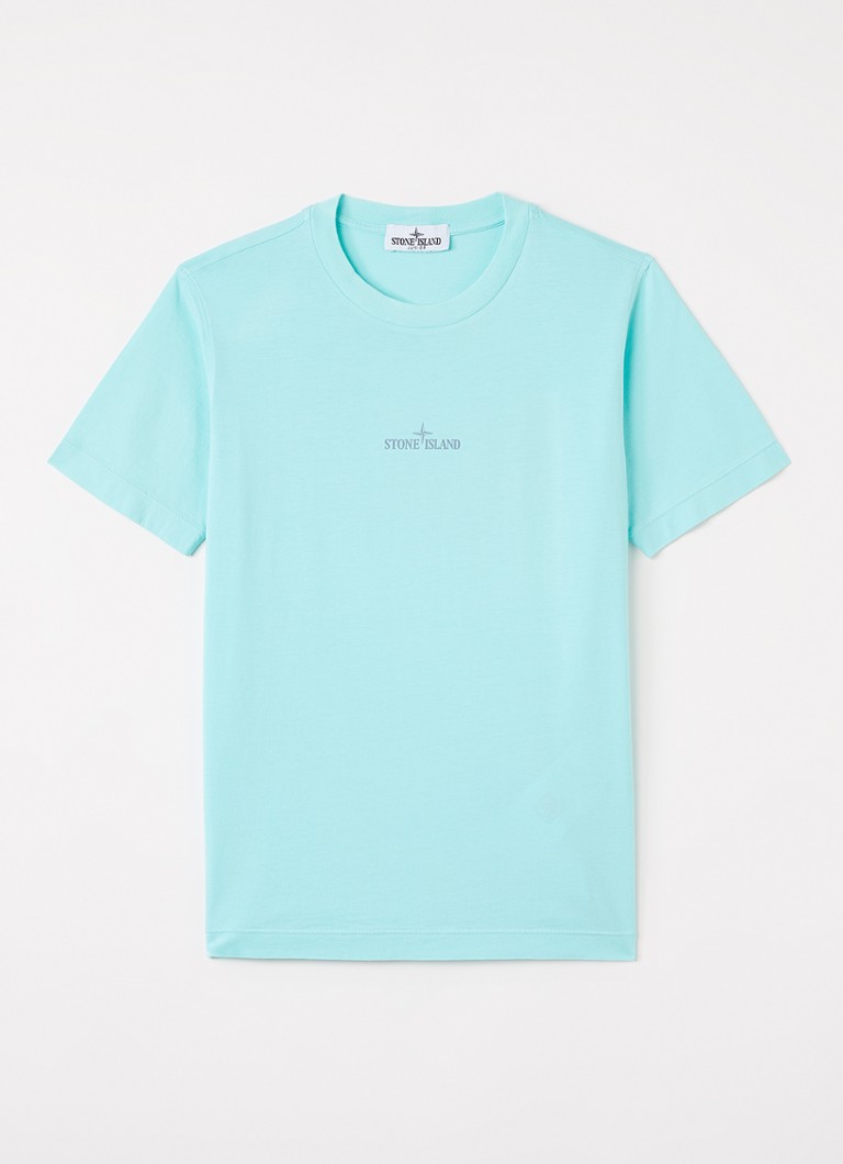 Stone Island Jongens S0377 T-shirt met logo- en backprint in de kleur Turquoise, maat: 4J = 104