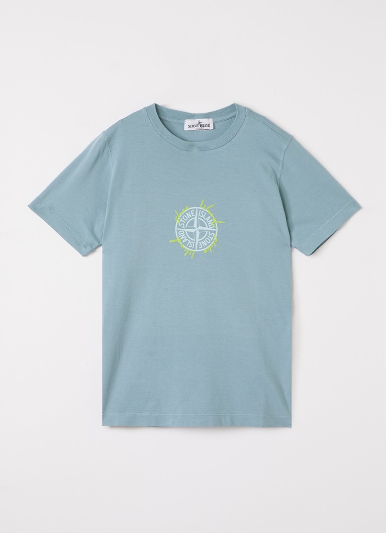 Stone Island Jongens 00009 T-shirt met logoprint in de kleur Staalblauw, maat: 14J = 164