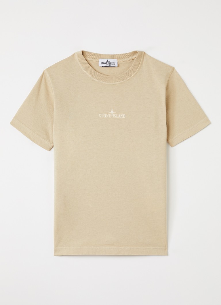 Stone Island Jongens 00006 T-shirt met logoborduring in de kleur Beige, maat: 12J = 152