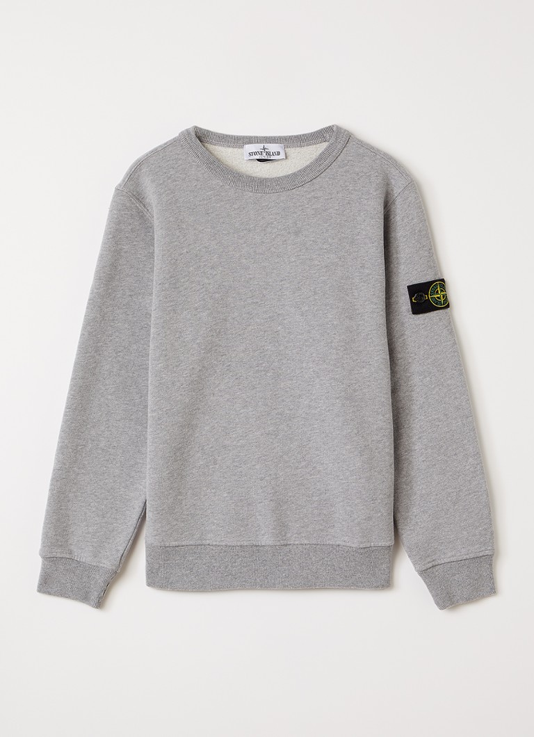 Stone Island Jongens 00002 sweater met logo in de kleur Grijsmele, maat: 14J = 164