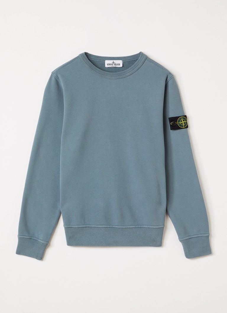 Stone Island Jongens 00002 sweater met logo in de kleur Petrol, maat: 14J = 164