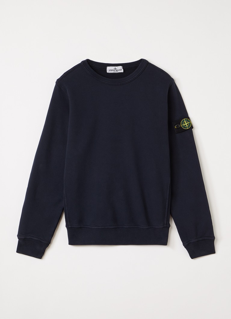 Stone Island Jongens 00002 sweater met logo in de kleur Donkerblauw, maat: 12J = 152