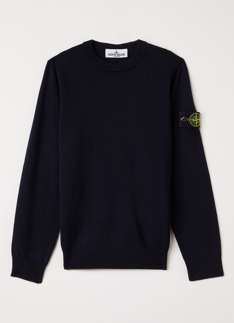 Stone Island Jongens 00009 fijngebreide pullover van scheerwol in de kleur Donkerblauw, maat: 14J = 164