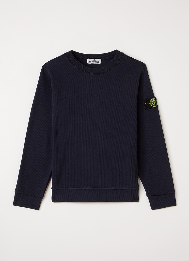 Stone Island Jongens 00010 sweater met logo in de kleur Donkerblauw, maat: 14J = 164