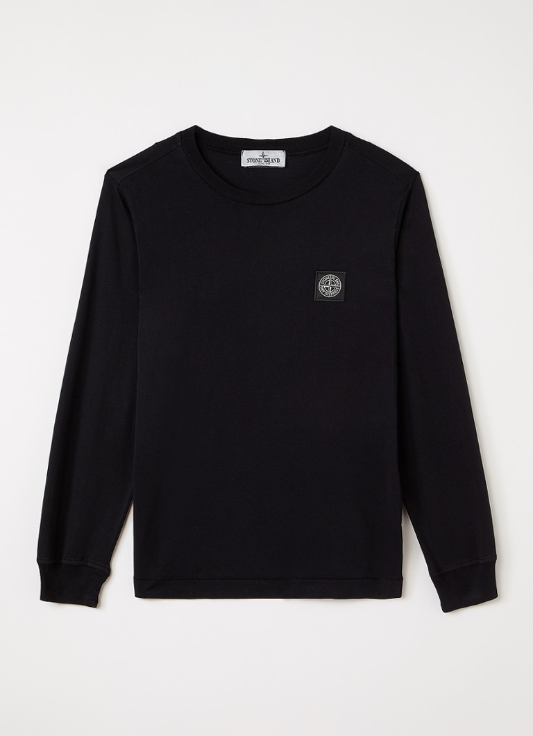 Stone Island Jongens 00002 Longsleeve met logo in de kleur Zwart, maat: 14J = 164