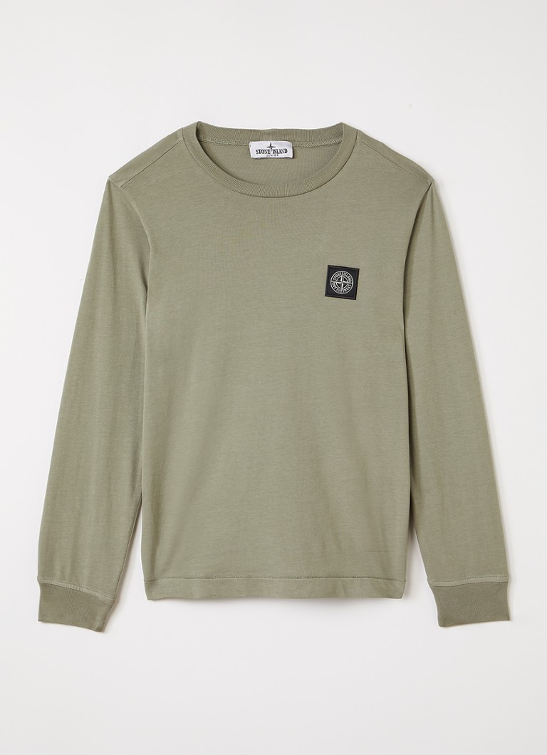Stone Island Jongens 00002 Longsleeve met logo in de kleur Antraciet, maat: 6J = 116