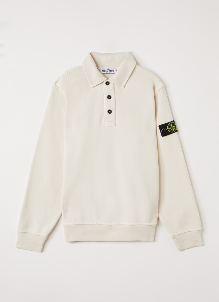 Stone Island Jongens 00012 sweater met logo in de kleur Gebroken wit, maat: 14J = 164