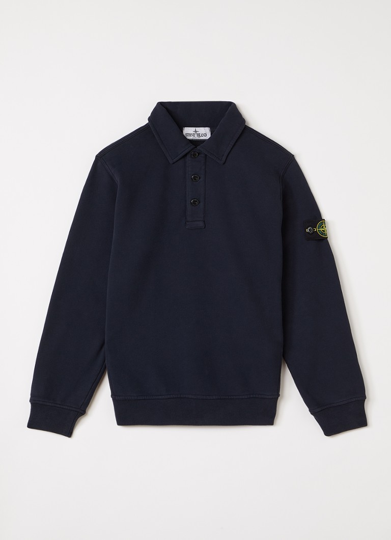 Stone Island Jongens 00012 sweater met logo in de kleur Donkerblauw, maat: 14J = 164