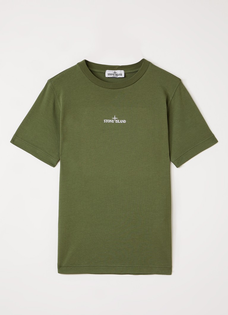Stone Island Jongens 00005 T-shirt met logo in de kleur Legergroen, maat: 8J = 128