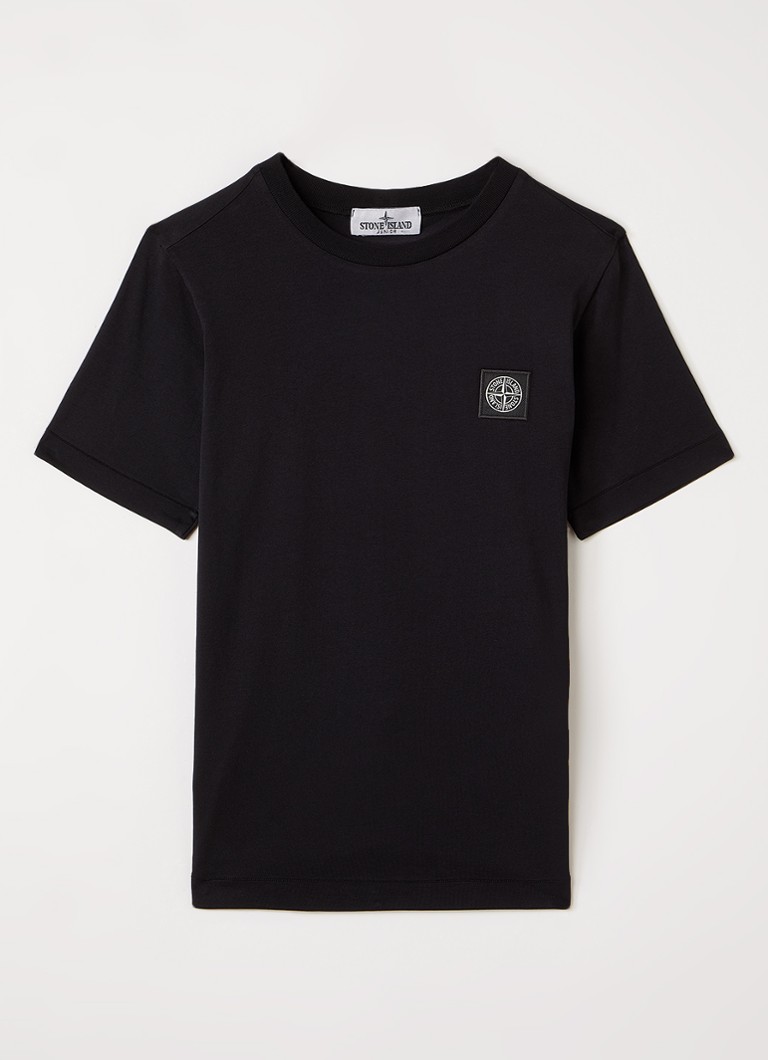 Stone Island Jongens 00003 T-shirt met logo in de kleur Zwart, maat: 14J = 164