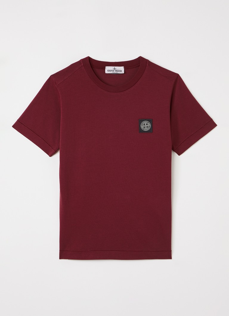 Stone Island Jongens 00003 T-shirt met logo in de kleur Bordeauxrood, maat: 14J = 164