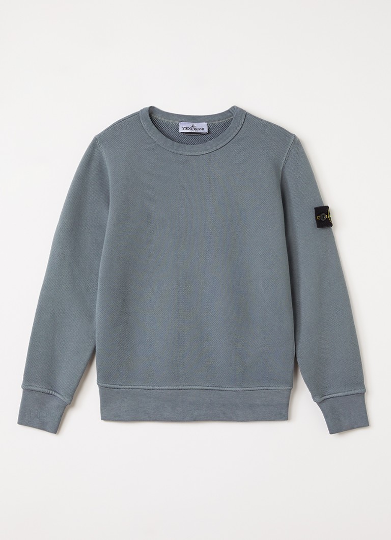 Stone Island Jongens 00009 sweater met logo in de kleur Staalblauw, maat: 14J = 164