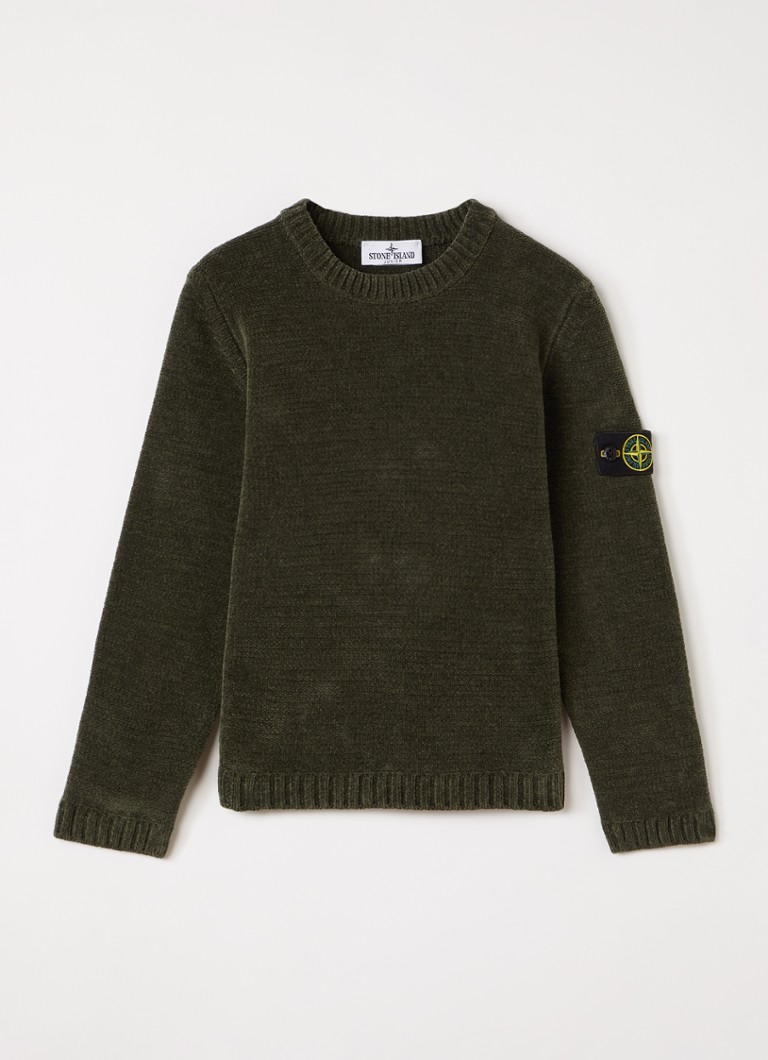 Stone Island Jongens 00001 sweater van badstof in de kleur Legergroen, maat: 10J=140