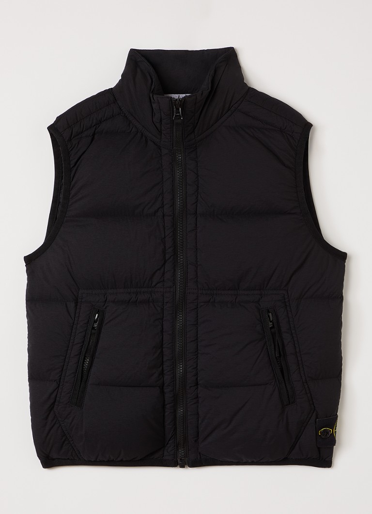 Stone Island Jongens 00001 gewatteerde bodywarmer met donsvulling in de kleur Zwart, maat: 10J=140