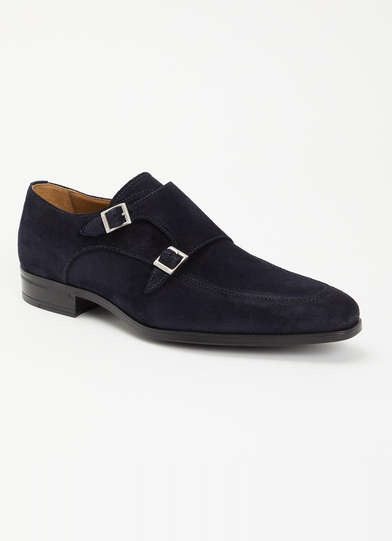 Giorgio Heren Gespschoen van suède in de kleur Donkerblauw, maat: 45