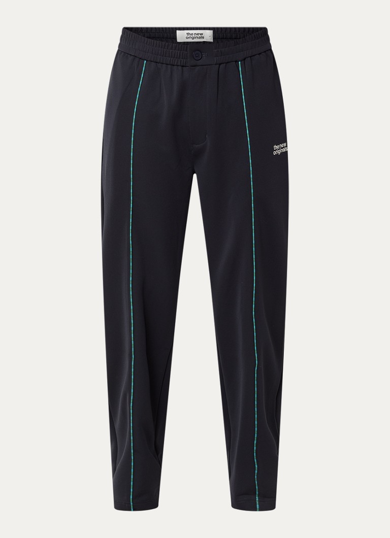 The New Originals Heren Emblem straight fit trackpants met steekzakken en logo in de kleur Donkerblauw, maat: XL