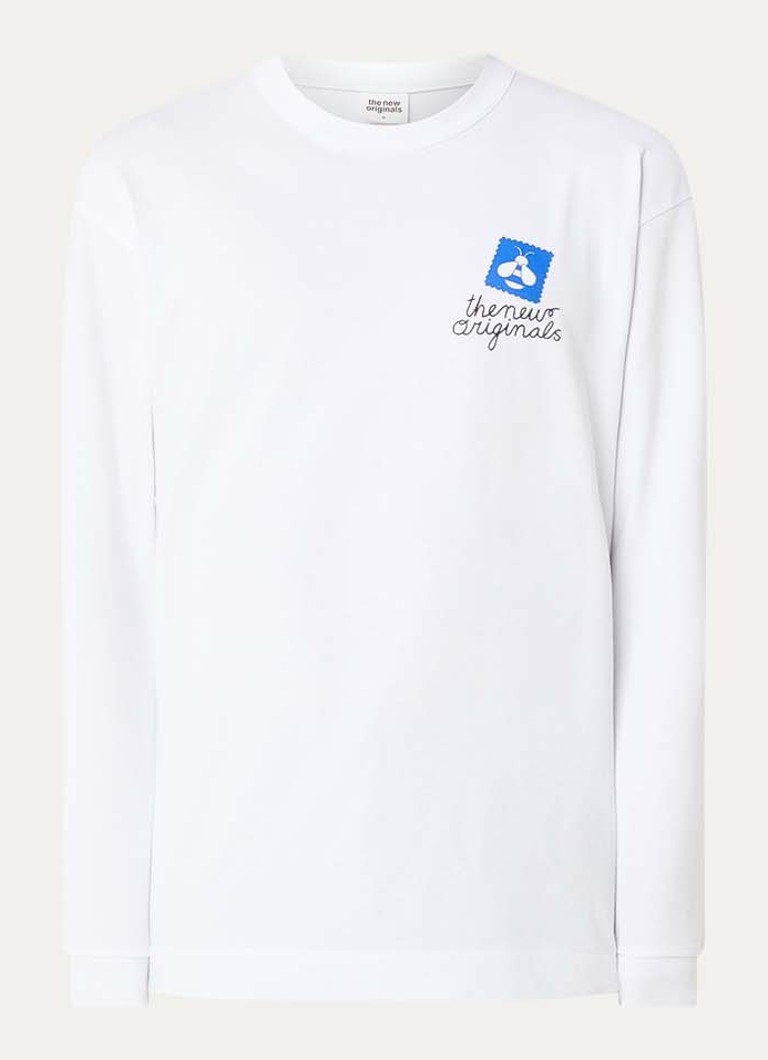 The New Originals Heren Postal longsleeve met front- en backprint in de kleur Wit, maat: S