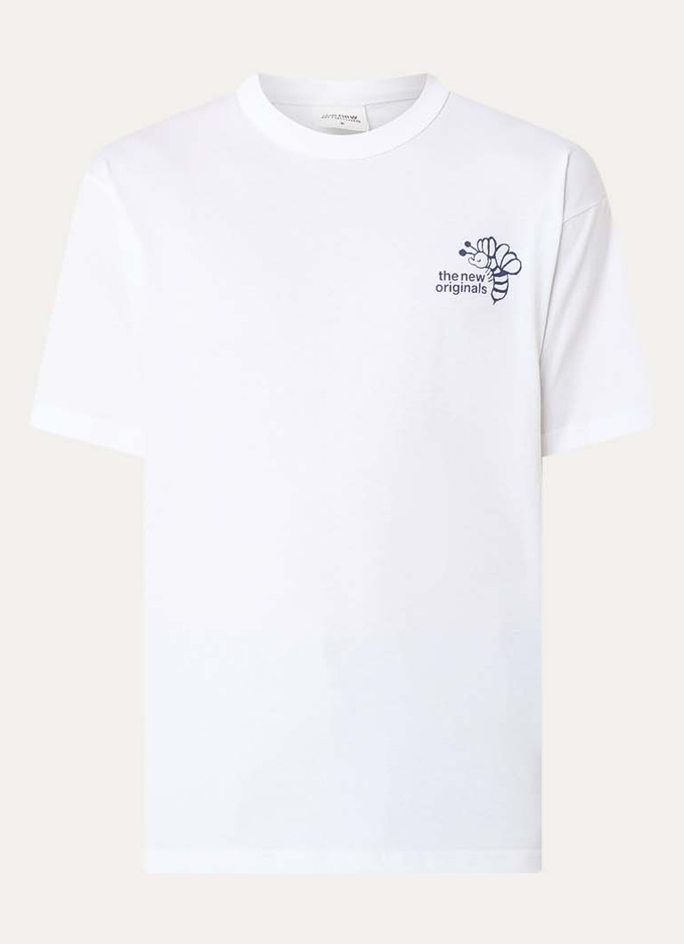 The New Originals Heren Bee Camp T-shirt met logo- en backprint in de kleur Wit, maat: S