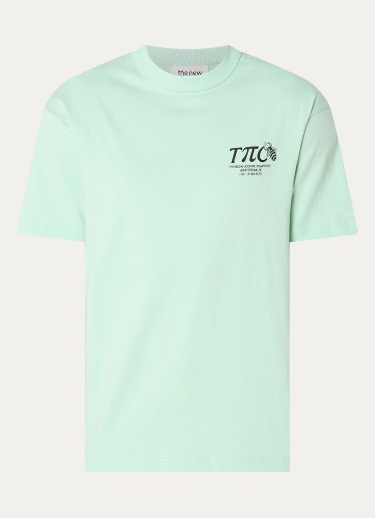 The New Originals Heren Busy Bee T-shirt met logo- en backprint in de kleur Mint, maat: S