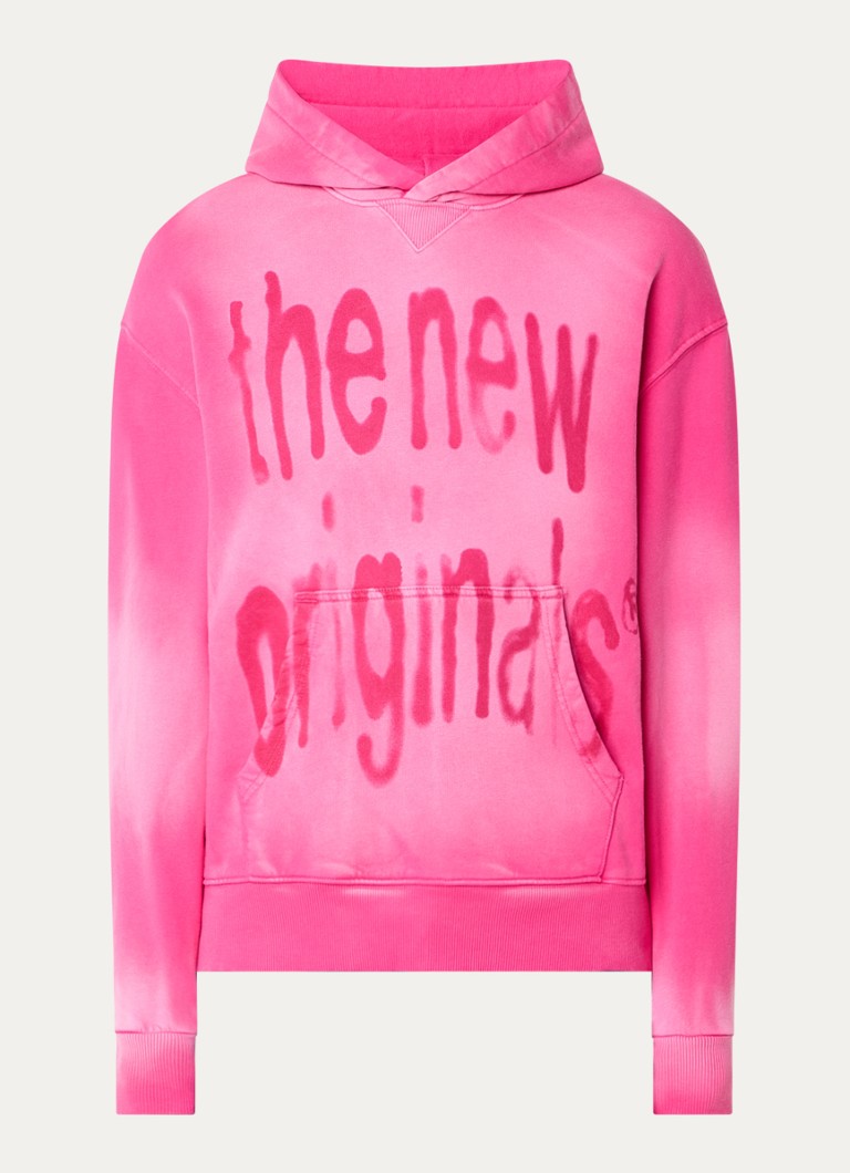 The New Originals Heren Airbrushed Big Logo hoodie met logoprint in de kleur Roze, maat: XS