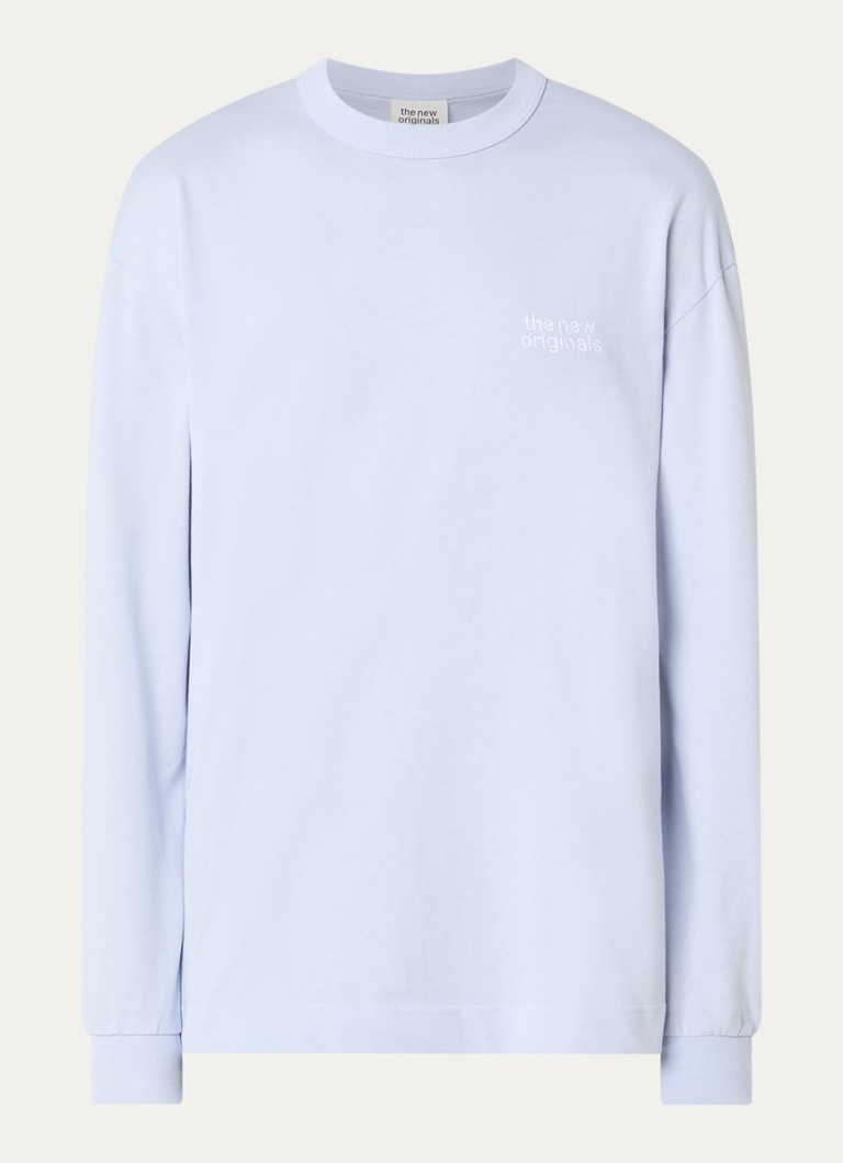 The New Originals Heren Catna longsleeve met logo- en backprint in de kleur Blauw, maat: S