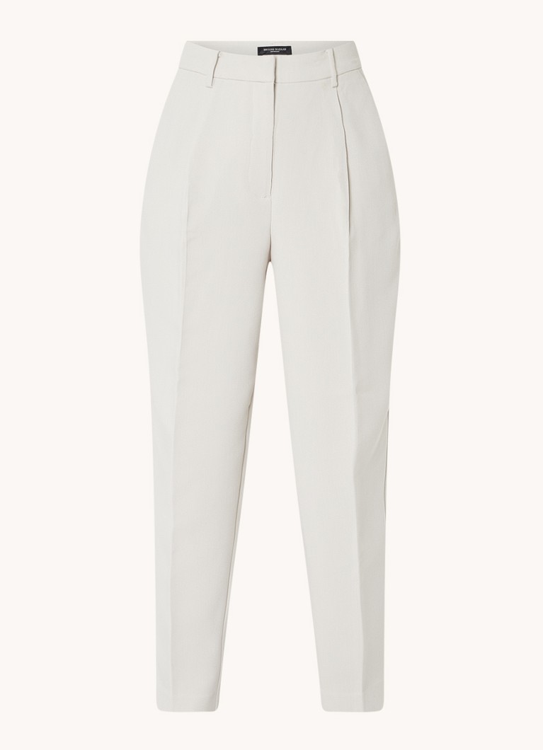 Bruuns Bazaar Dames Cindy high waist tapered fit cropped pantalon met plooidetail in de kleur Gebroken wit
