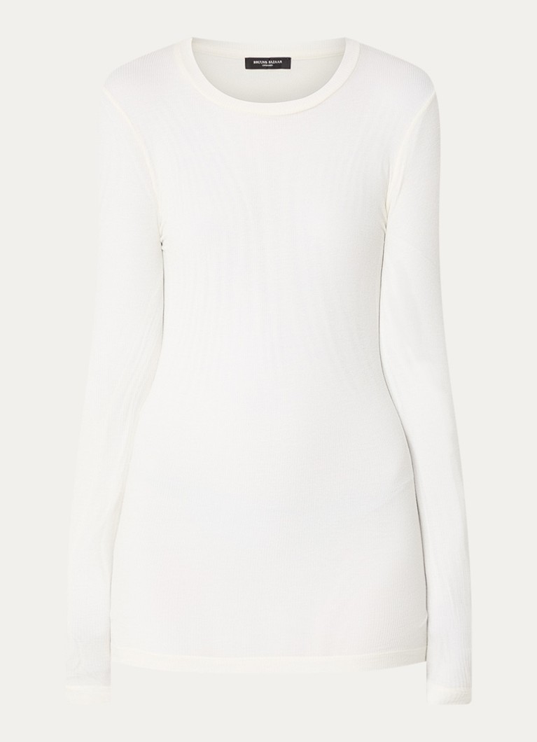 Bruuns Bazaar Dames AngelaBB semi-transparante longsleeve in wolblend in de kleur Gebroken wit