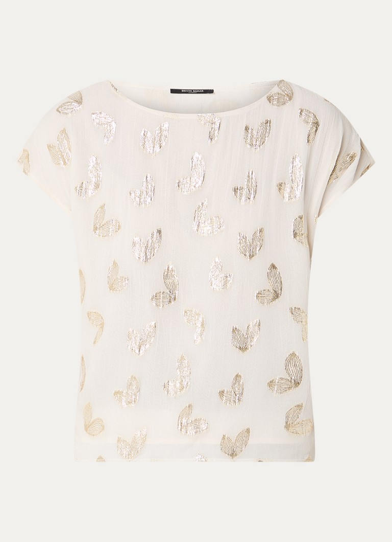 Bruuns Bazaar Dames Aloa top met print en lurex in de kleur Creme