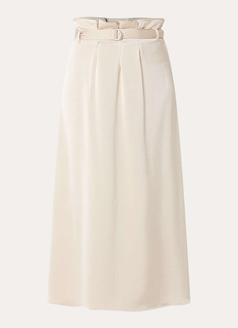 Bruuns Bazaar Dames Surina maxi rok van satijn met ceintuur in de kleur Beige