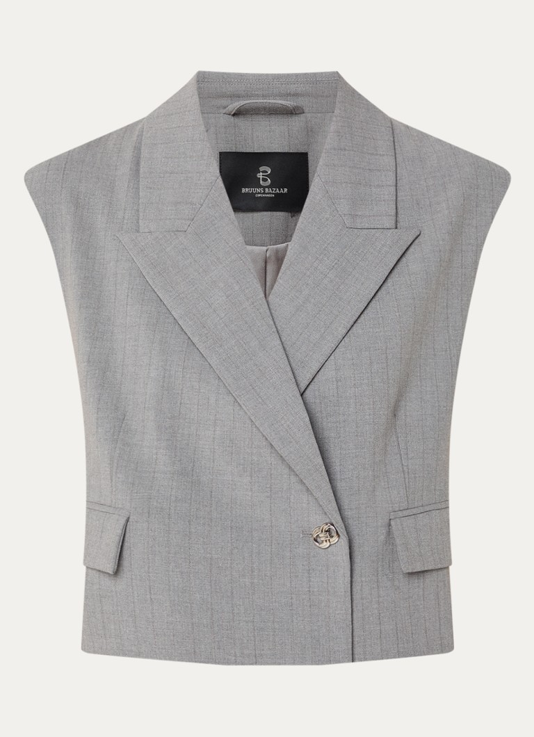 Bruuns Bazaar Dames Linis cropped gilet met krijtstreep in de kleur Grijs