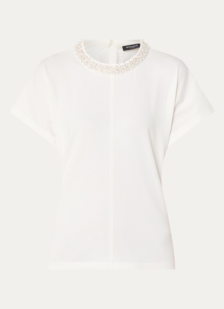 Bruuns Bazaar Dames Verena T-shirt met kralendecoratie in de kleur Wit