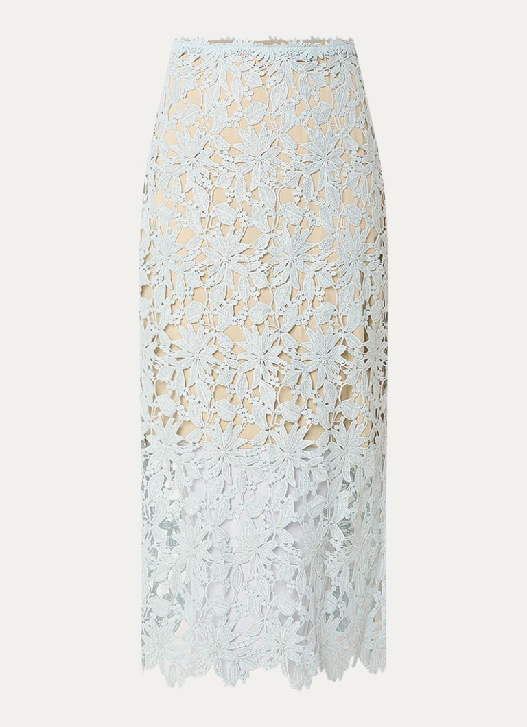 Bruuns Bazaar Dames Joani semi-transparante maxi rok van kant in de kleur Lichtblauw
