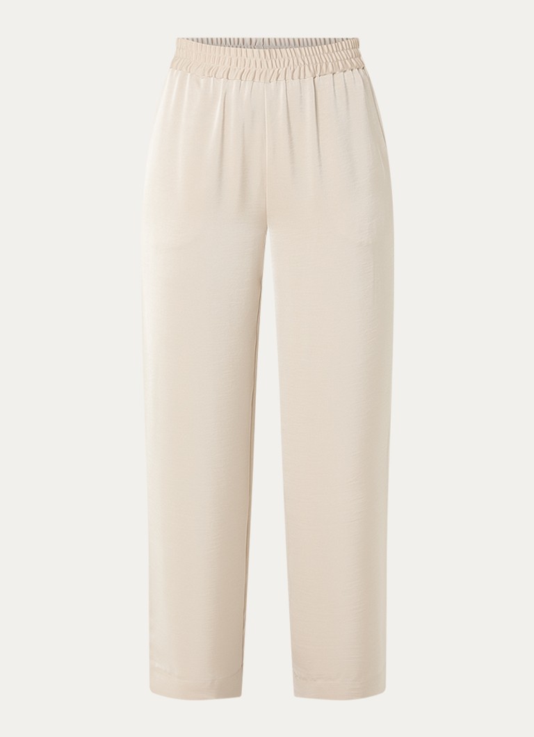 Bruuns Bazaar Dames Zalia high waist loose fit broek van satijn in de kleur Beige