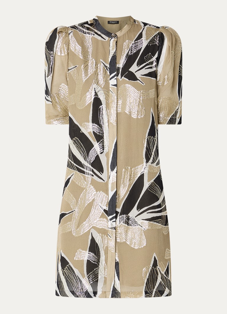 Bruuns Bazaar Dames Diega mini blousejurk met print in de kleur Khaki